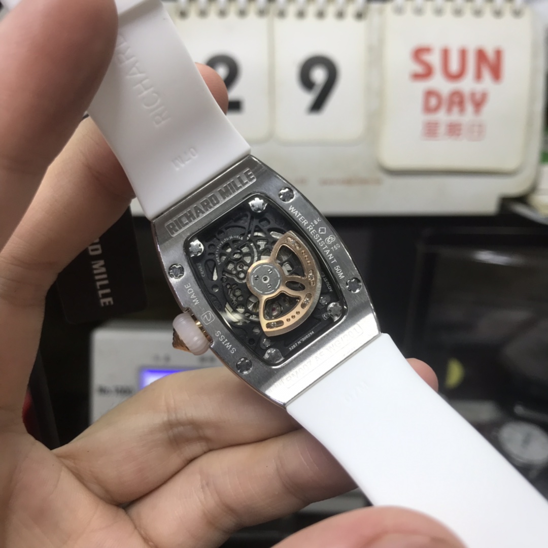 Richard Mille Women's Collection series RM 07-01 LADIES, Red Lips Fully Diamond-Set, 45.66 x 31.40mm size.