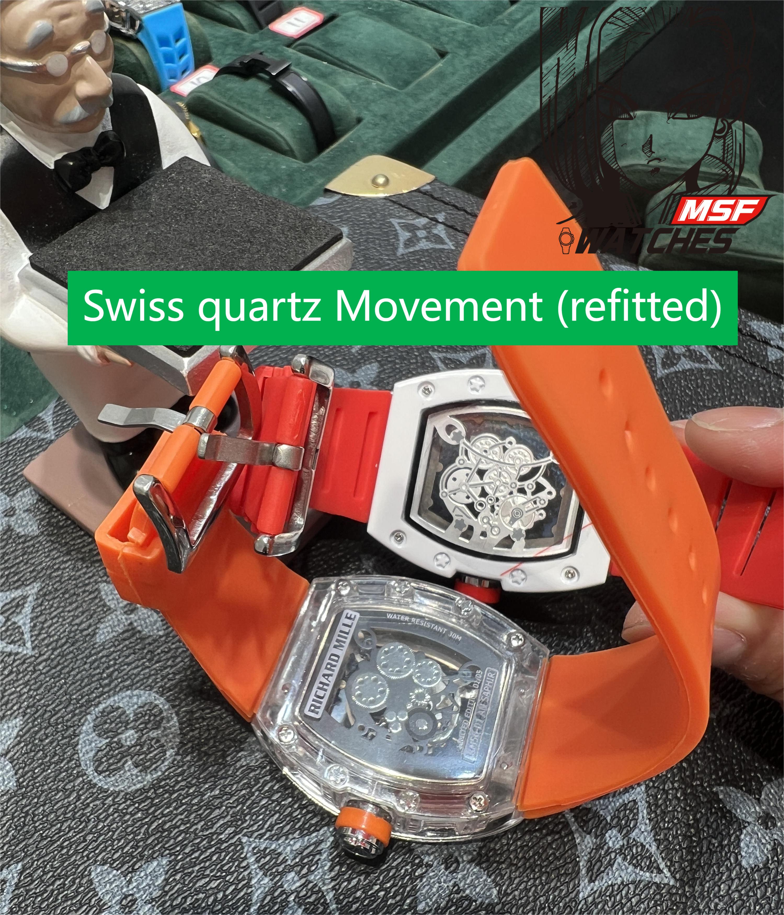 Richard Mille Men's Collection series RM35-02, Carbon Fiber Case, Malaysian Rubber Strap.