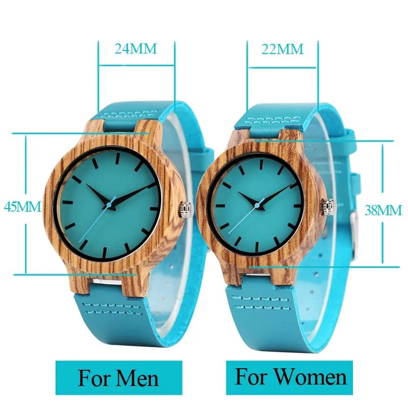 HAND-MADE Top Luxury Royal Blue Wood Watch Quartz Wristwatch 100% Natural Bamboo Clock Fashion Leather Valentine's Day Best Gifts 2020 NEW