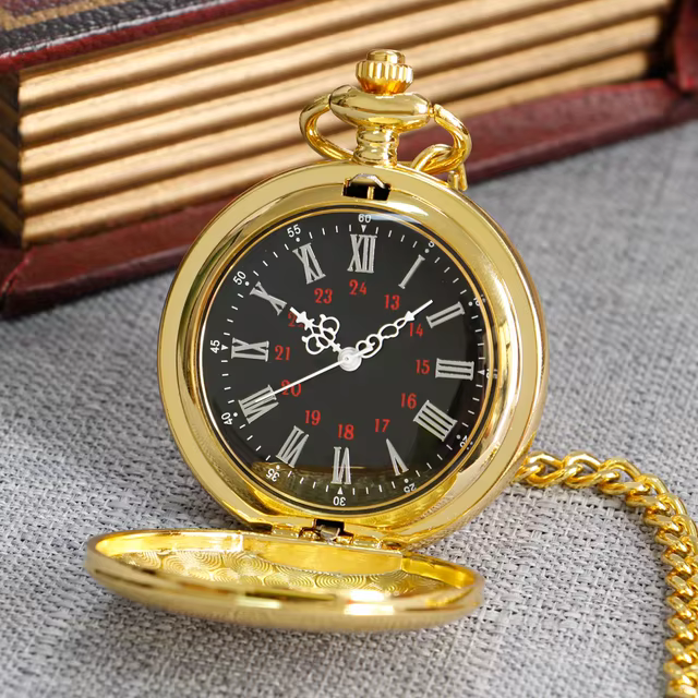 Fashion 37CM Fob Chain Smooth steel Quartz Pocket Watch Vintage Roman Nmber Dial Pendant Fob Watch Gifts Clock reloj de bolsillo