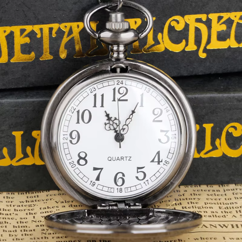 Quartz Pocket Watch Pendant Necklace Chain Retro Fob Watches Birthday Gift for Girl Children CF1358