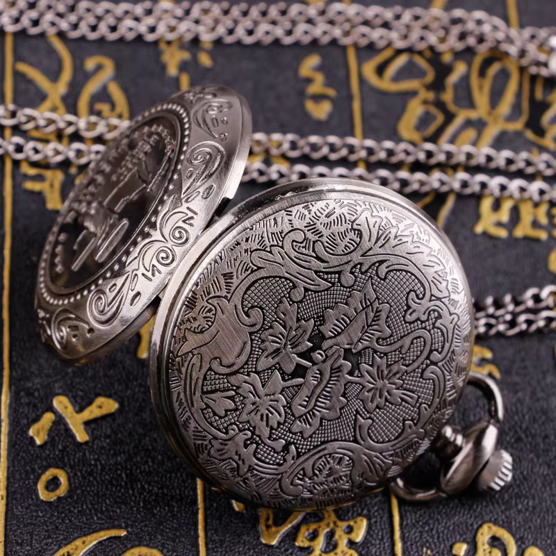 Quartz Pocket Watch Fashion Necklace Pendant Chain Jewelry Gift Steampunk Clock for Men Women