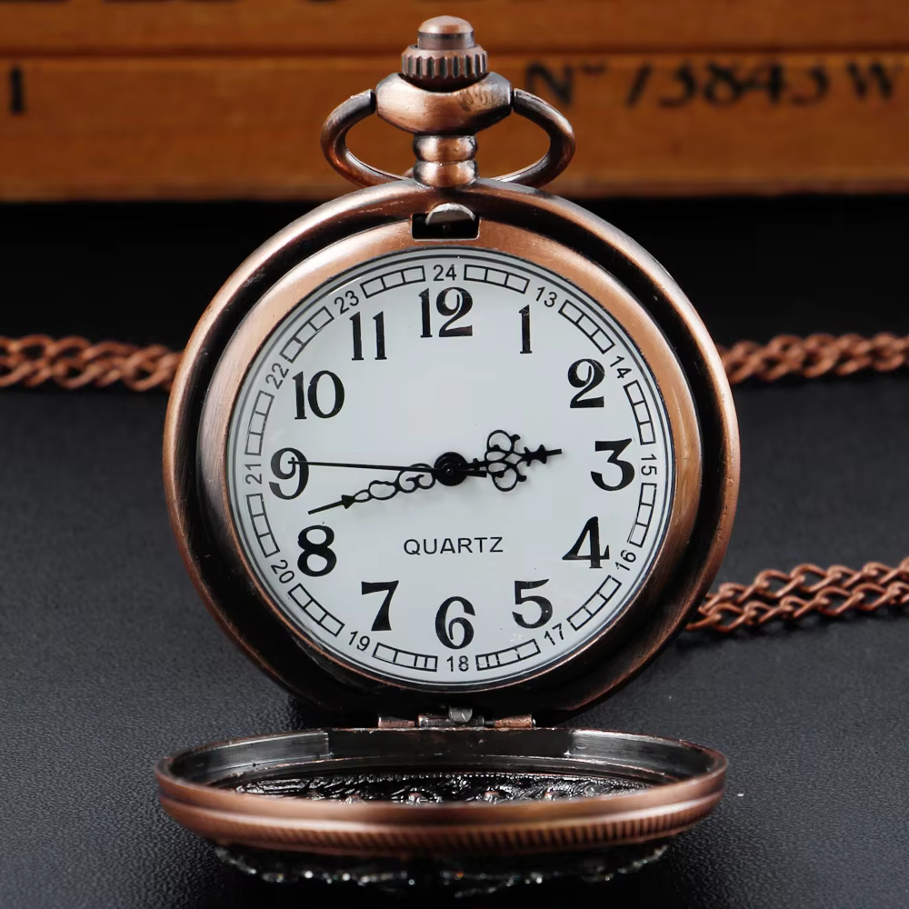 Antique Vintage Pocket Watch Personalized Multi Diamond Multi Color Design Necklace Quartz Clock Women's Unisex Gift Souvenir