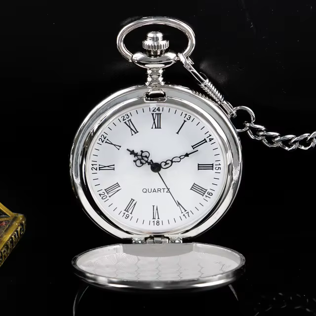 Fashion 37CM Fob Chain Smooth steel Quartz Pocket Watch Vintage Roman Nmber Dial Pendant Fob Watch Gifts Clock reloj de bolsillo