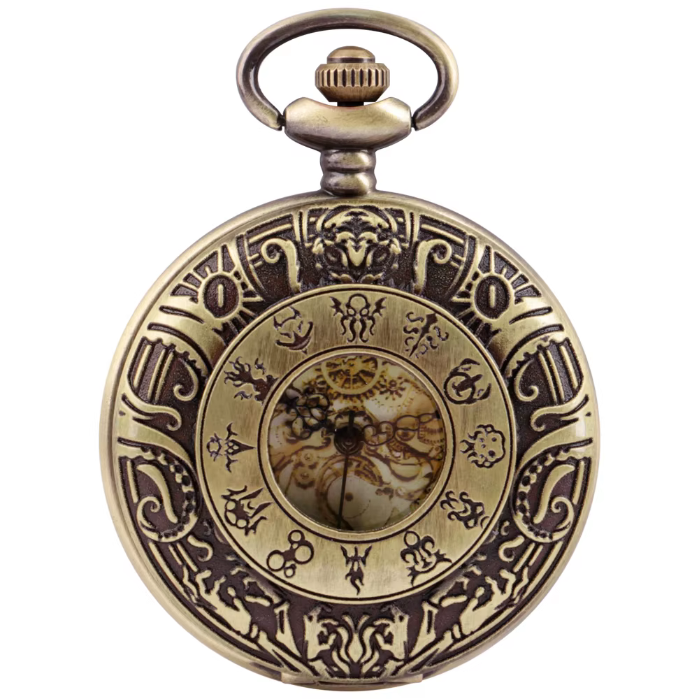 Vintage Charm Unisex Fashion Roman Number Quartz Steampunk Pocket Watch Women Man Necklace Pendant with Chain Gifts