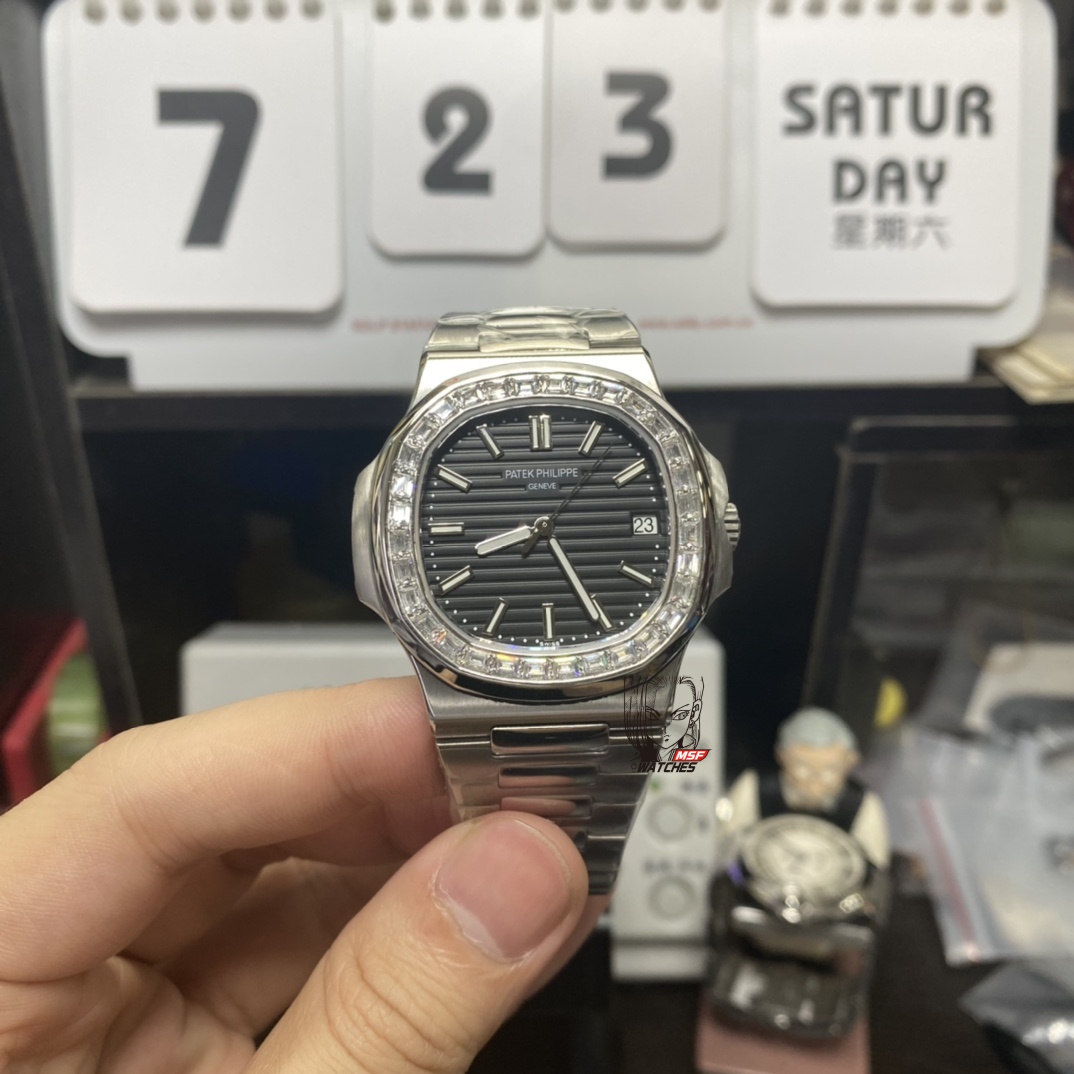 Patek Philippe Nautilus 5711 black square drill ring size 40γ